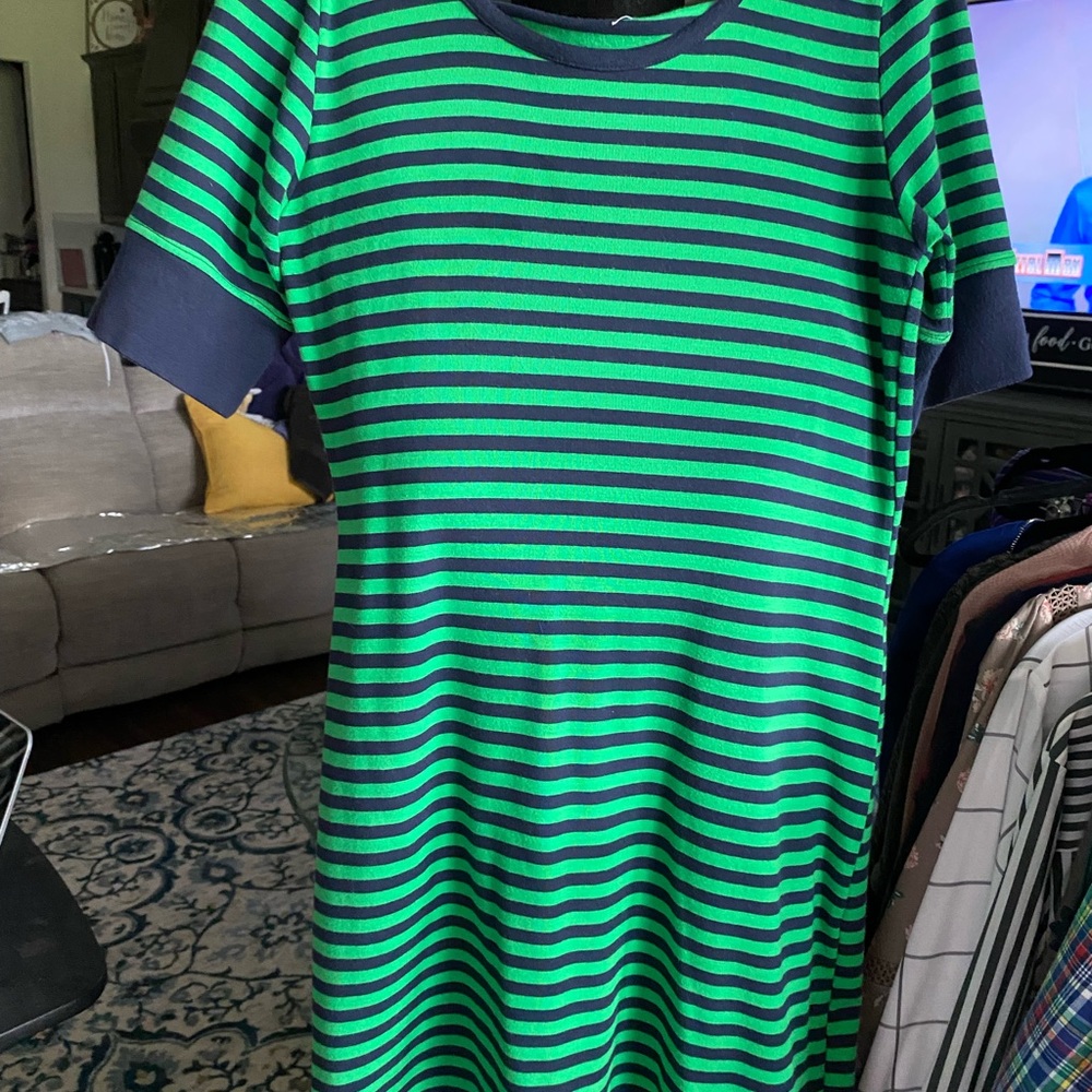 Striped blue green dress size M